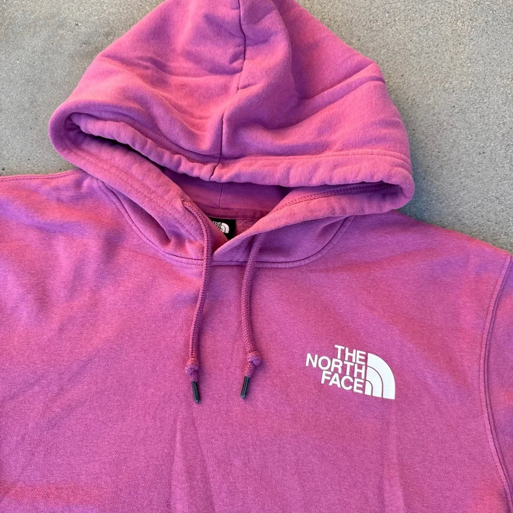 The North Face Mens Pink Pullover Hoodie Fleece Sweatshirt XL Logo Graphic